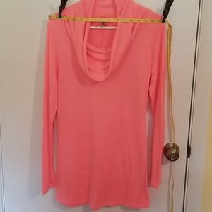 Hot pink knit tunic.